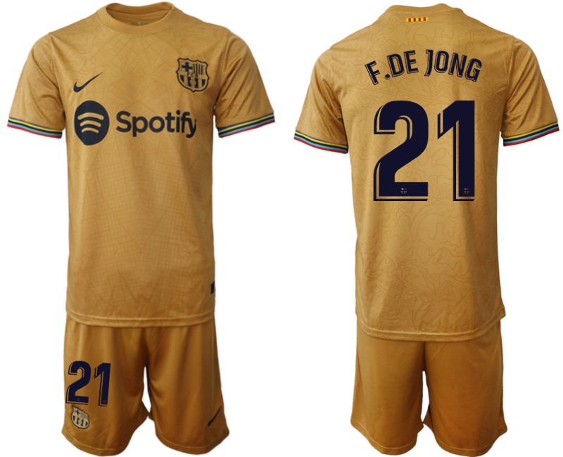 Men 2022-2023 Club Barcelona away yellow #21 Soccer Jersey